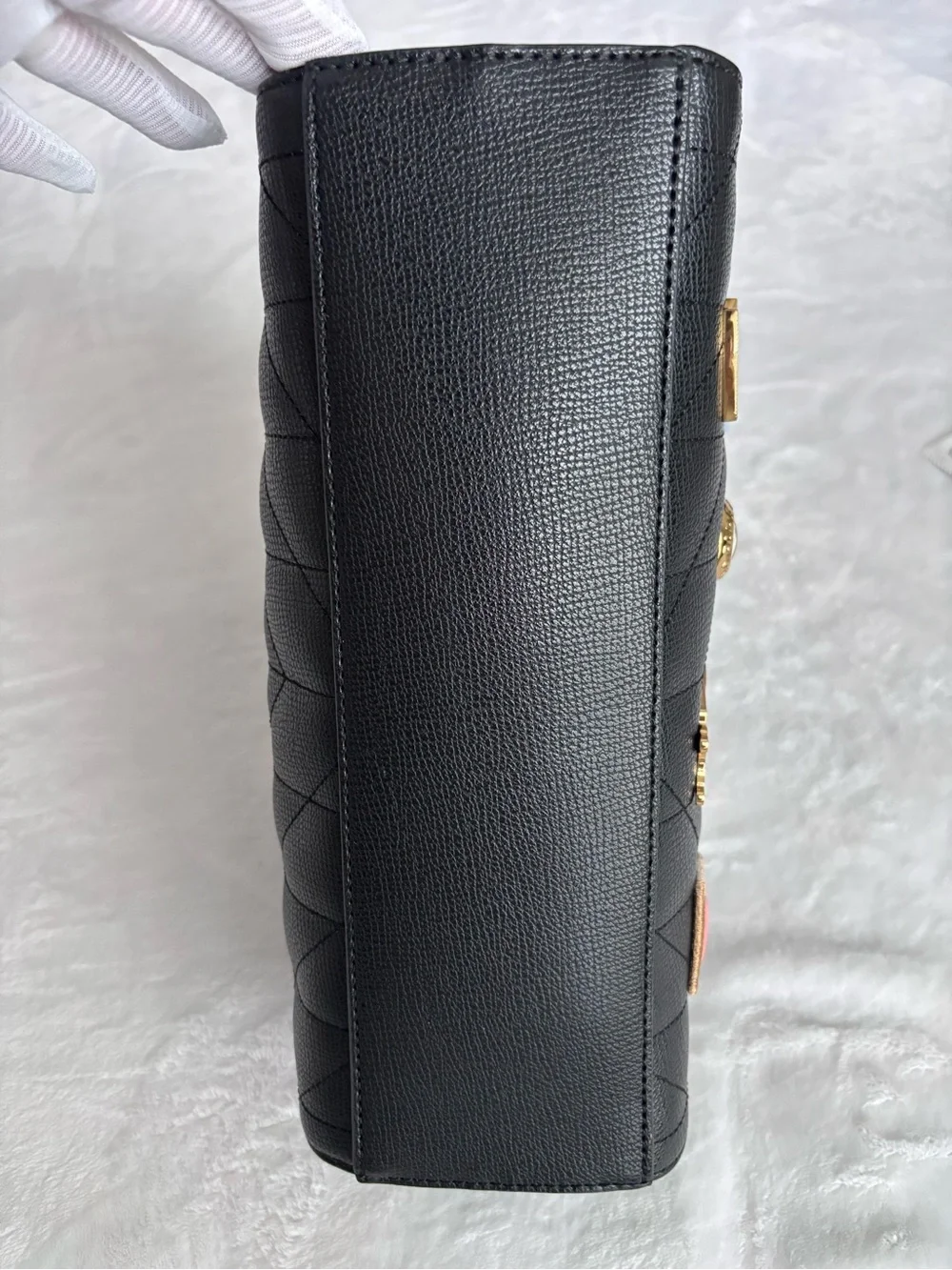 KARL LAGERFELD Maybelle Vegan Leather Embellished Quilted Dome Satchel--NWT